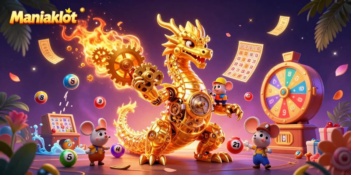 Experience the magic of Maniakslot with an animated casino scene featuring vibrant games and captivating dynamics.