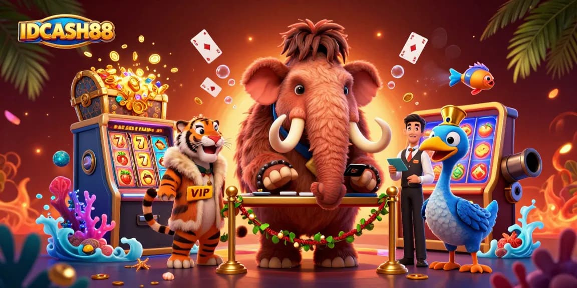 Experience the vibrant world of IDCASH88 with lively casino characters and dynamic gameplay elements.