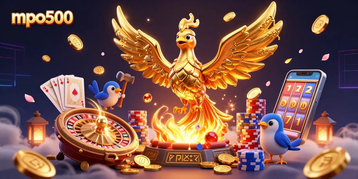 Engage in the excitement with mpo500's immersive casino experience featuring golden phoenix and dynamic game elements.
