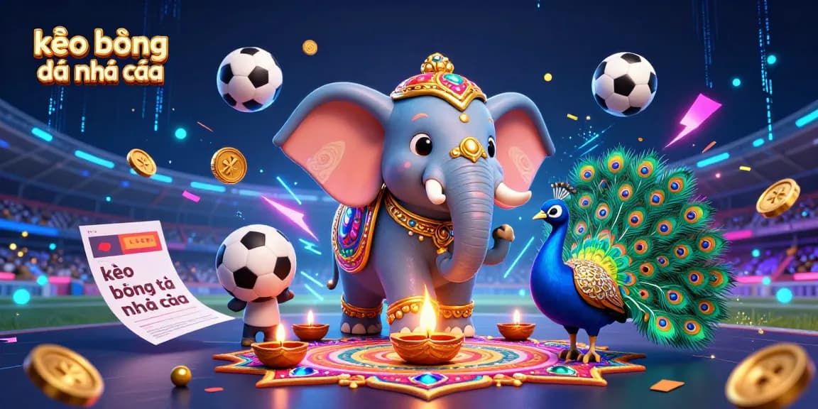 Betting on kèo bóng đá nhà cái with vibrant sports-themed digital illustration
