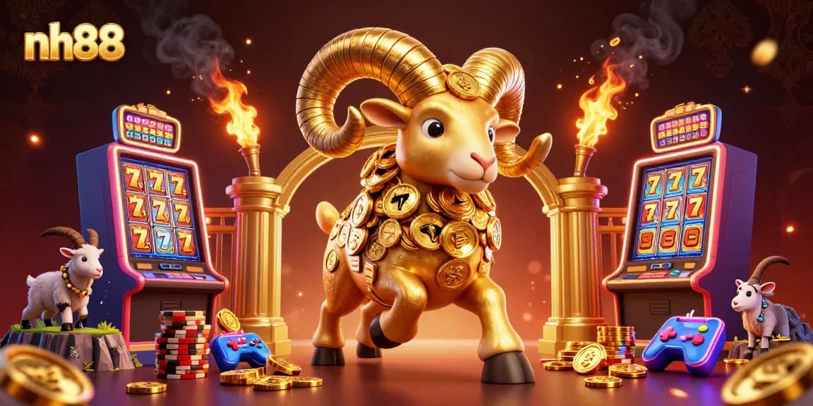 Experience winnings with nh88 in a vibrant casino scene featuring golden elements, slot machines, and dynamic action.
