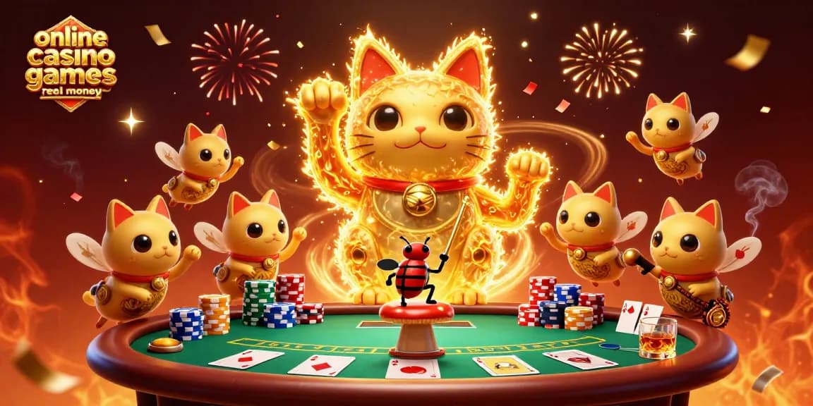 Experience the thrill of online casino games real money with vibrant design and festive elements.