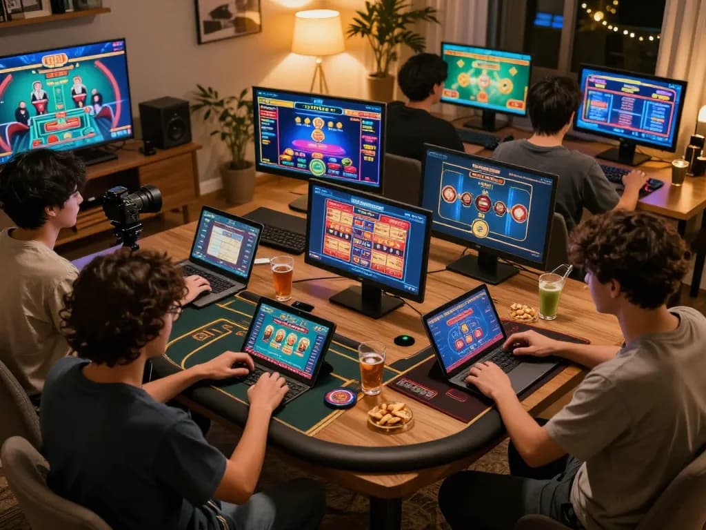 Players engaging in exciting online games at lc88. com, emphasizing dynamic mobile gaming experiences in a cozy home environment.
