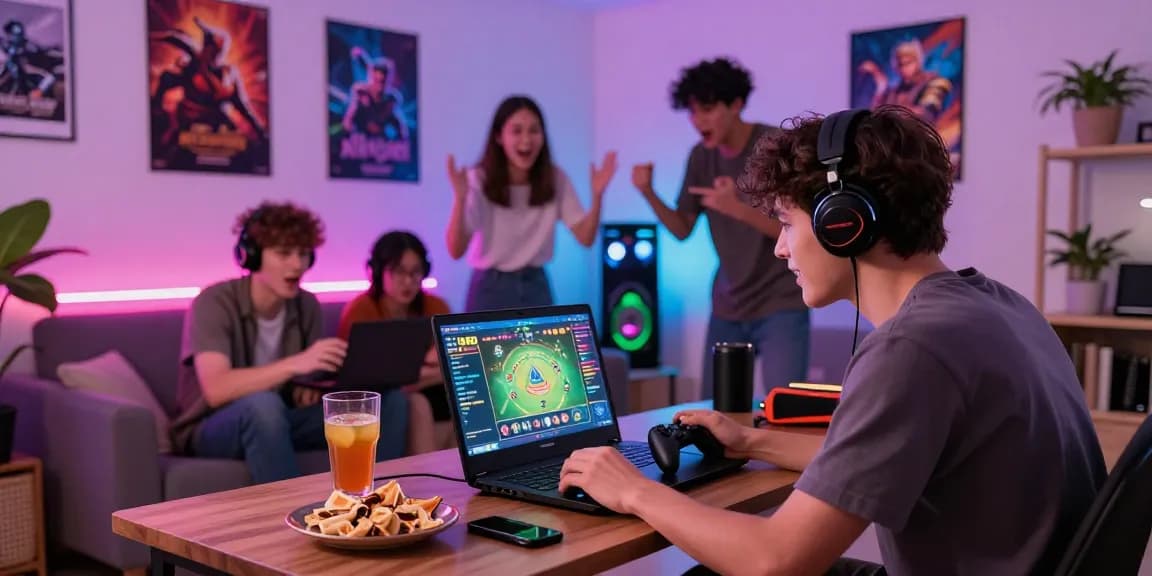 68 game bài yang menyenangkan dalam suasana bermain game online di ruang tamu yang stylish