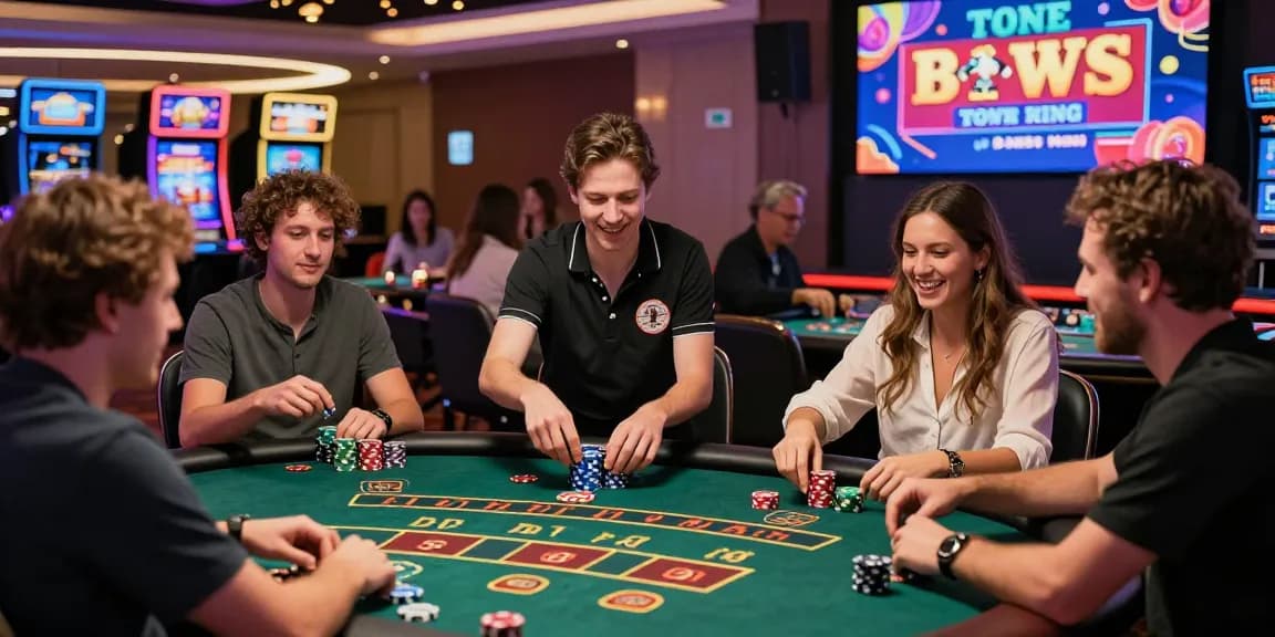 Giocatori entusiasti che si divertono con vari giochi in un casino non aams, evidenziando l'atmosfera emozionante e la sicurezza.