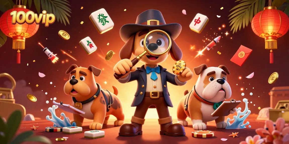 Engage with 100vip’s thrilling world of online gaming through a fun detective scene highlighting poker clues.