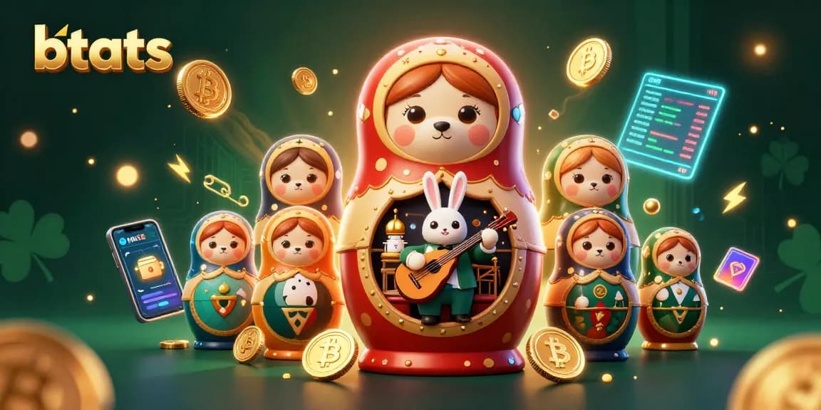 Experience the thrill of betting at btats with a vibrant casino scene featuring unique characters and cryptocurrency elements.