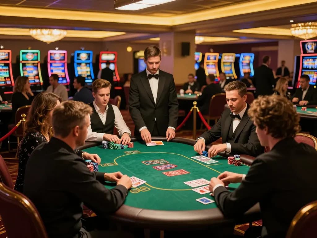 GK88 Casino players engaged in a high-stakes poker game, showcasing strategic gameplay and excitement.