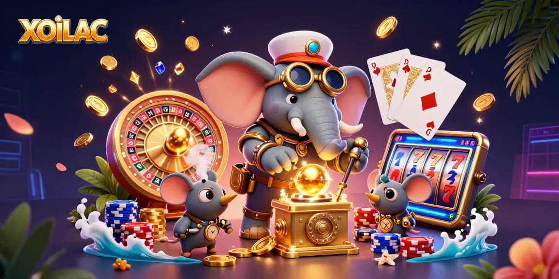 Experience thrilling gameplay with XOILAC, showcasing a dynamic casino scene filled with vibrant characters and elements.