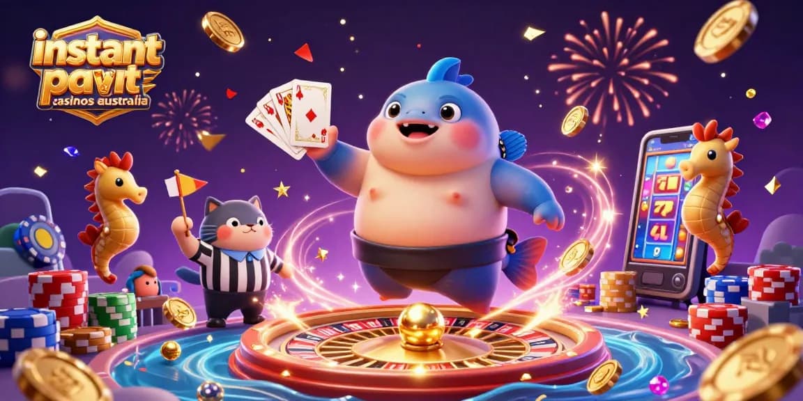 Experience instant payout casinos Australia in this vibrant casino-themed underwater scene.