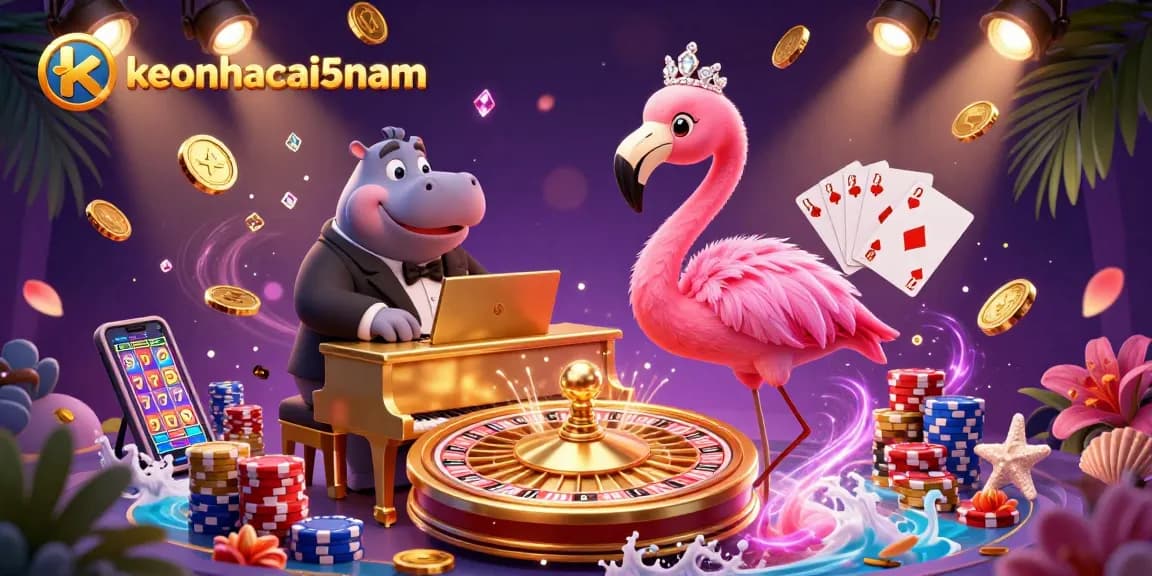 Experience keonhacai5nam's exhilarating casino scene with dynamic game elements and vibrant atmosphere.