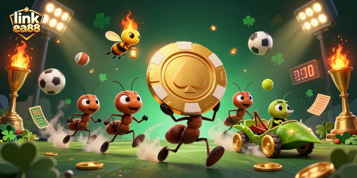 Experience the thrill of link ea88 with ants on a heist in a vibrant casino-themed scene.