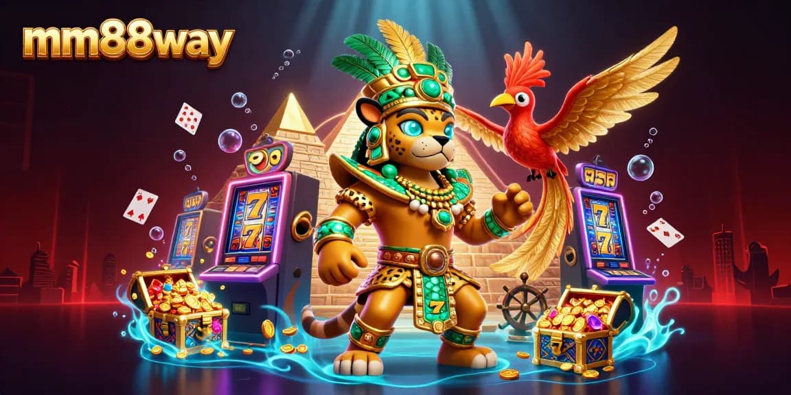 Experience thrilling gameplay at mm88way with vibrant 3D casino characters amidst jackpot visuals.
