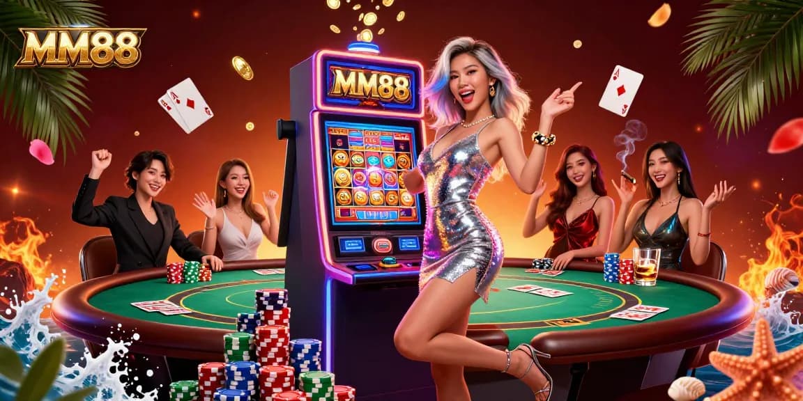 Celebrate winning at MM88 with a stunning jackpot and vibrant casino atmosphere.