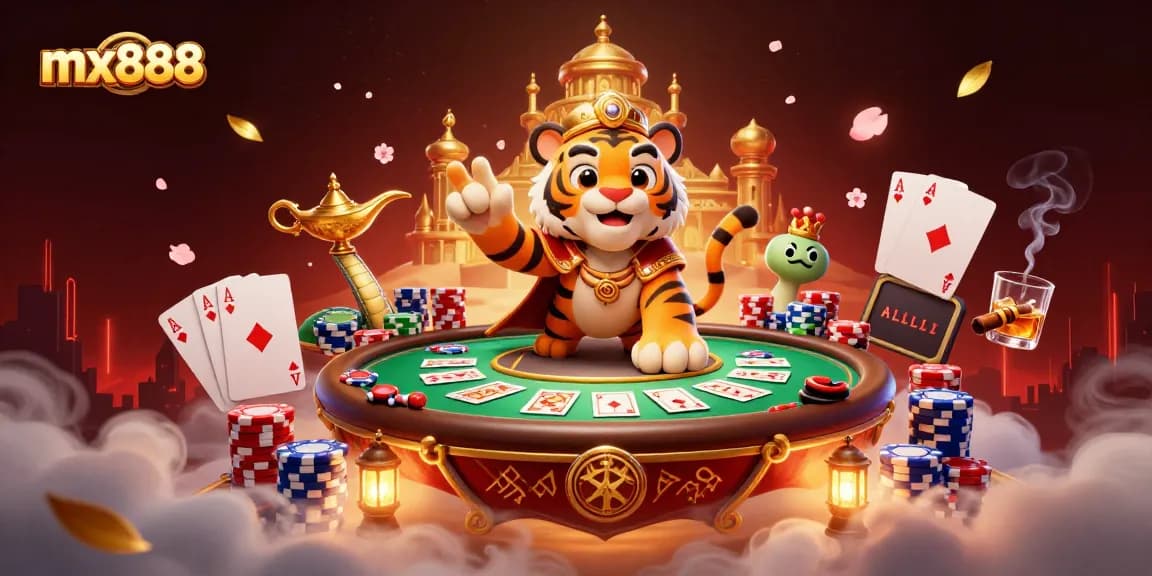Experience excitement with mx888 in this vibrant casino scene featuring iconic game elements.