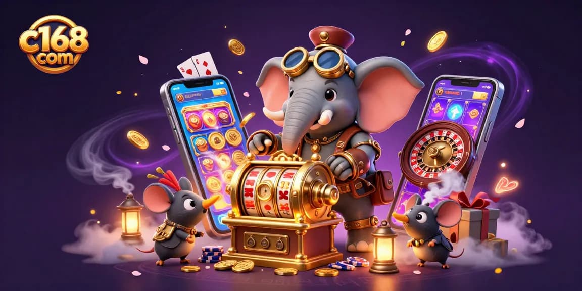 Engage with thrilling slot games on c168 com with a lively steampunk atmosphere and vibrant casino elements.