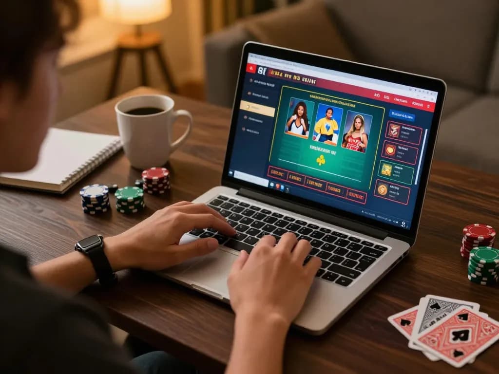 Engaged player using keonhacaii for online sports betting strategies at home.