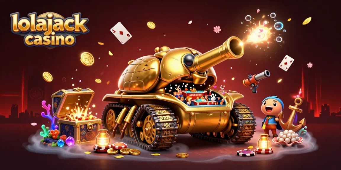 Experience the thrills of lolajack casino with a vibrant 3D illustration showcasing fun elements.