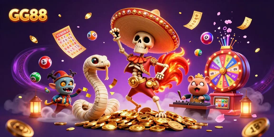 Celebrate wins at GG88's vibrant casino scene with lively characters and dynamic game elements.