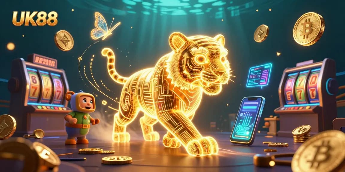 Engage with UK88's thrilling online slots experience featuring vibrant 3D casino elements.