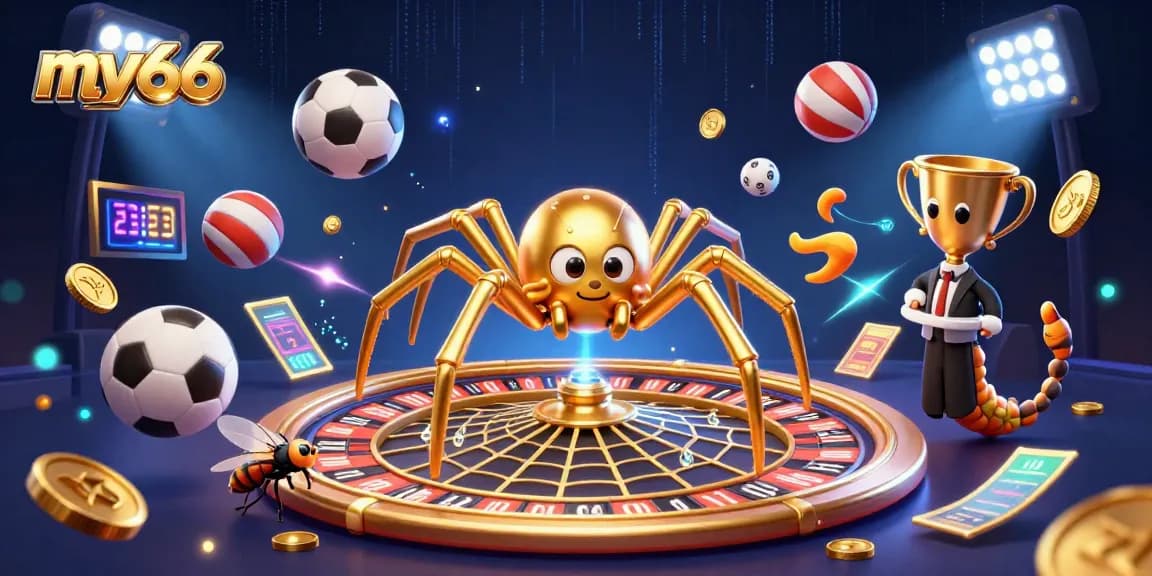 Experience mv66 with thrilling bets amidst a vibrant 3D casino scene featuring dynamic games and sports.