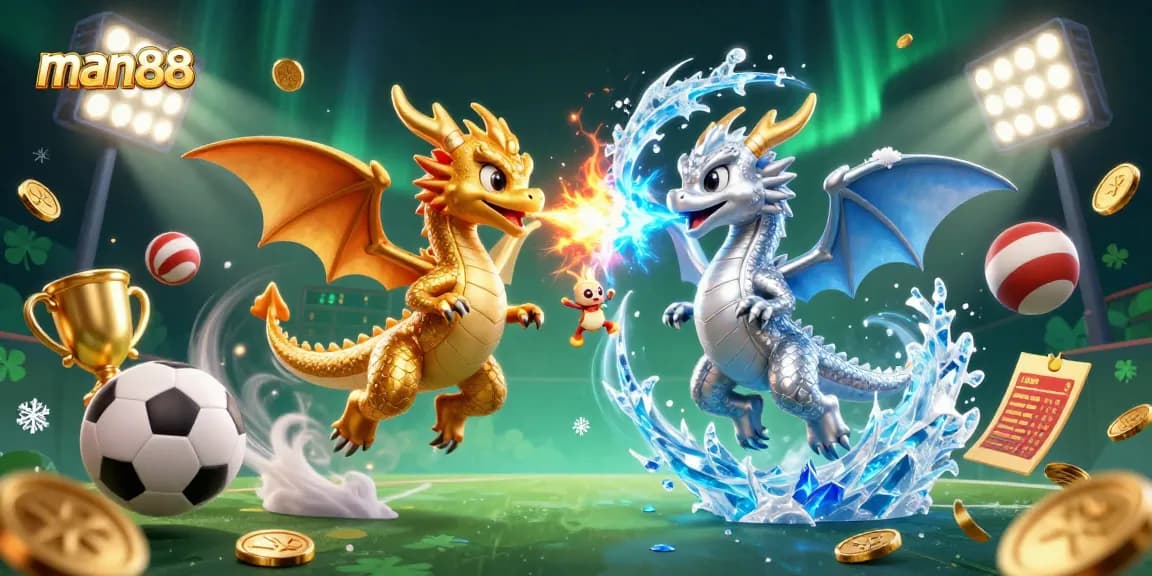 Experience thrilling moments with man88 in a dynamic 3D casino dragon scene featuring sports elements.