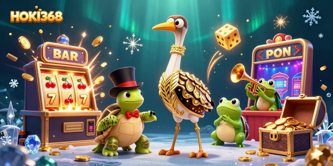 Experience the thrill of HOKI368 with vibrant casino characters amid a jackpot explosion!