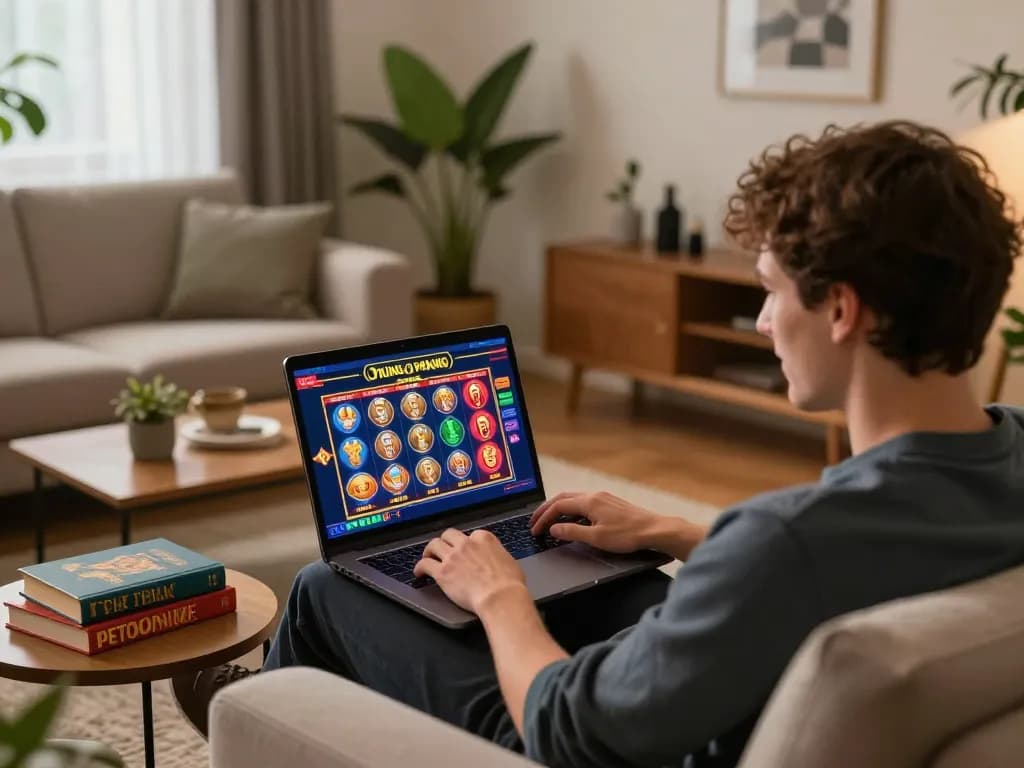 Interagissez avec un casino fiable en ligne tout en profitant d'une expérience de jeu confortable à domicile sur un ordinateur portable.