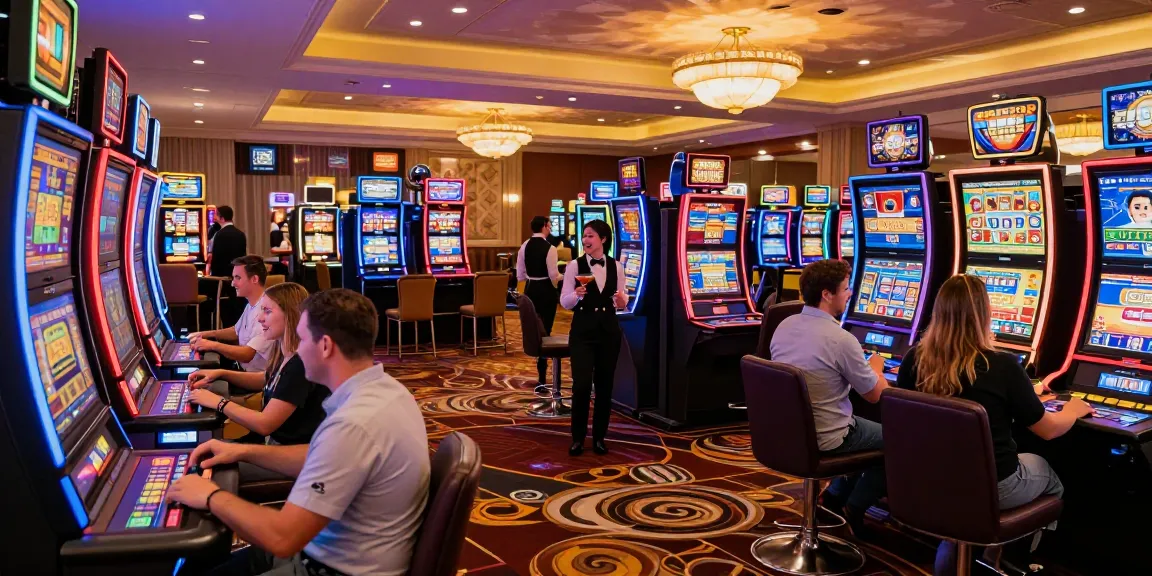 Giocatori felici alla ricerca della lista casino non aams mentre si divertono con slot machine e tavoli da gioco.