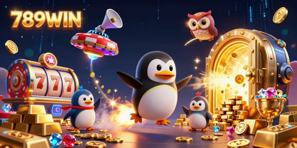 Experience the thrill of winning with 789WIN in this vibrant casino-themed 3D illustration.