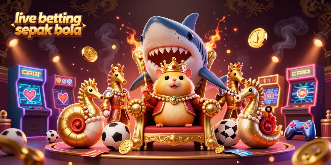 Engage in live betting sepak bola with an animated, vibrant scene featuring a golden hamster king.