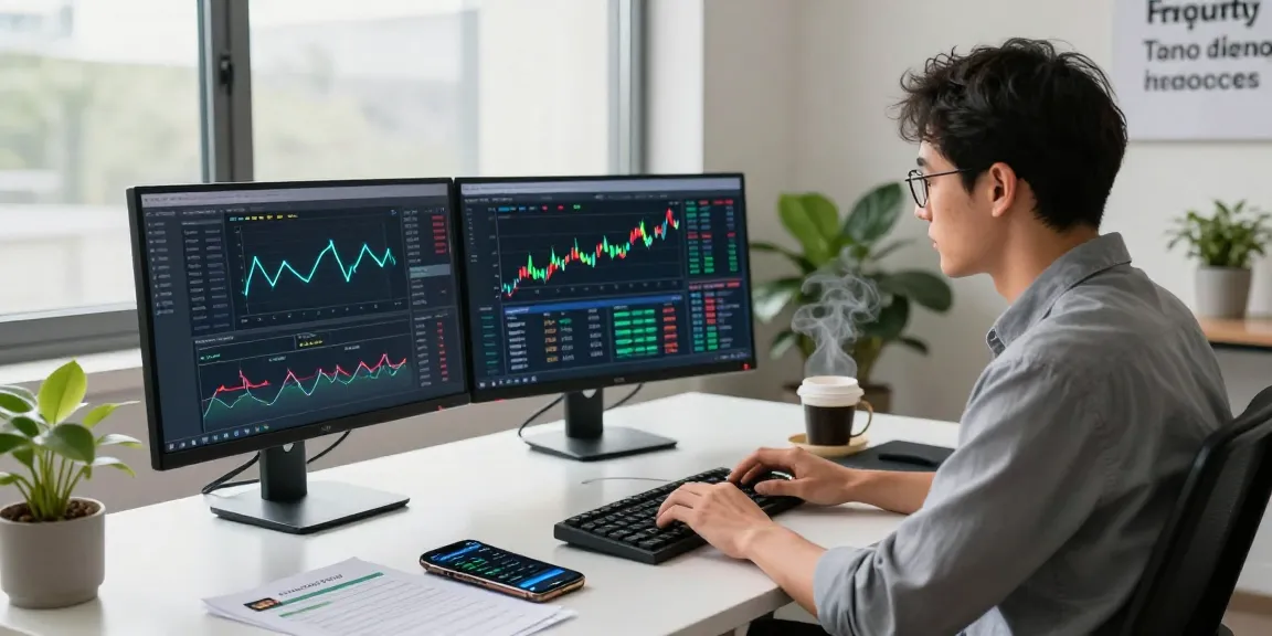 Focus on recovering lost crypto in a modern office with an analyst using multiple monitors.