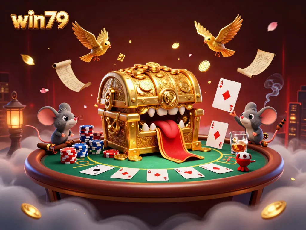 Experience the excitement of win79 with a vibrant casino scene showcasing dynamic poker action.
