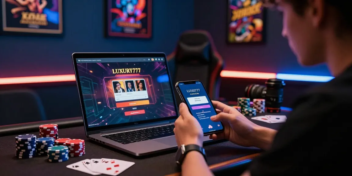 Menampilkan Cara Login LUXURY777 pada antarmuka aplikasi kasino online dengan suasana permainan yang menarik.