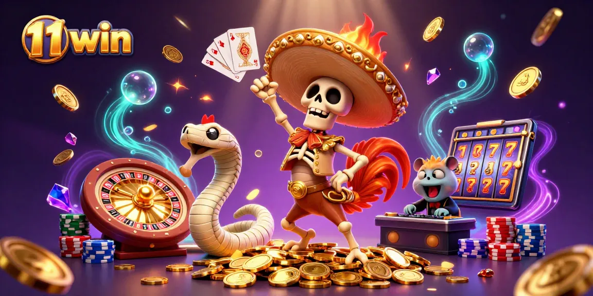 Experience the excitement of 11 win with a vibrant 3D casino scene full of action.