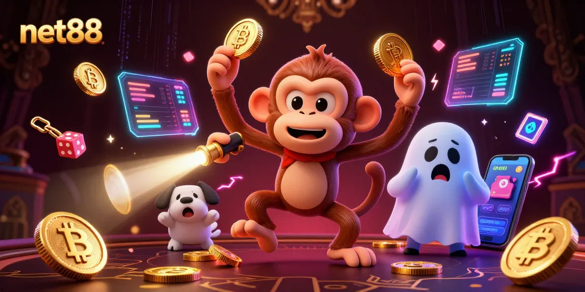 Engage with net88 casino action featuring a playful ghost and puppy in a mystical gaming scene.