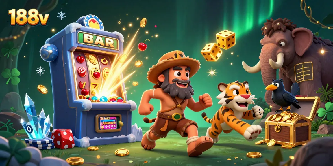 Play exciting games at 188v's prehistoric casino with vibrant slot machines and thrilling action.