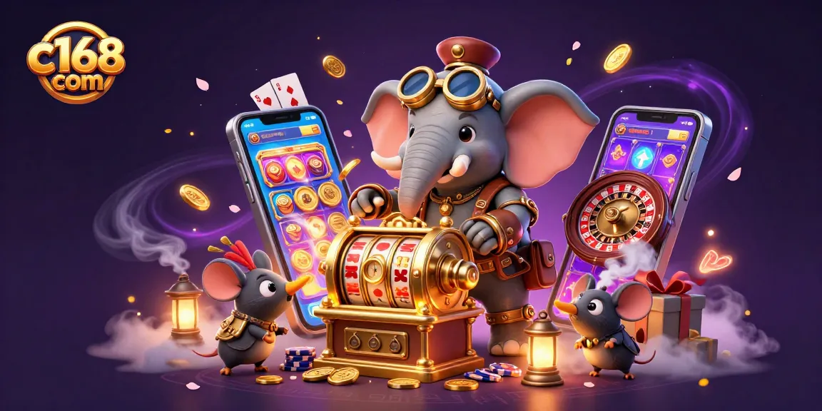 Engage with thrilling slot games on c168 com with a lively steampunk atmosphere and vibrant casino elements.