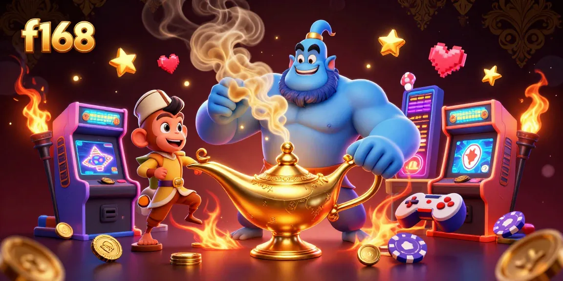 Feel the excitement of f168 as the genie grants casino luck with poker chips and games.