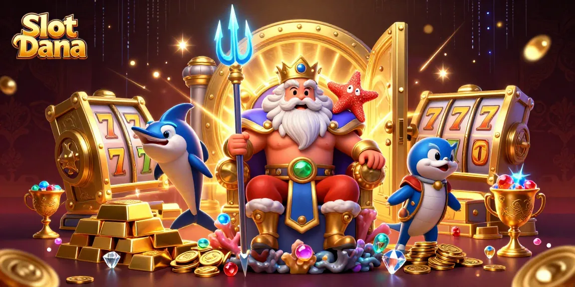 Experience excitement with Slot Dana as Neptune reigns over a treasure-filled casino scene.