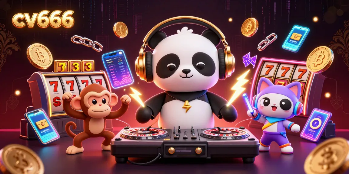 Experience thrilling gaming at cv666 with vibrant characters and casino elements in a colorful 3D illustration.