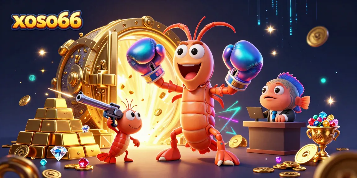 Experience thrilling wins at xoso66 with vibrant casino-themed illustration featuring treasure and excitement.