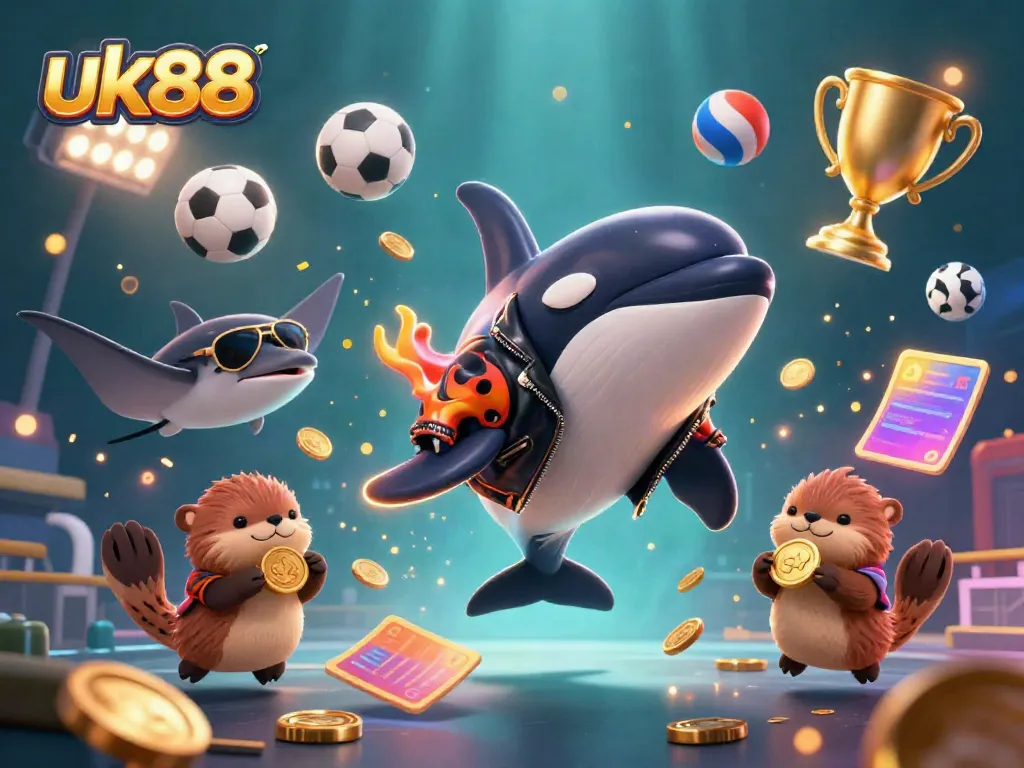 Experience dynamic gaming action with a 3D scene featuring characters representing uk88, capturing excitement in every detail.