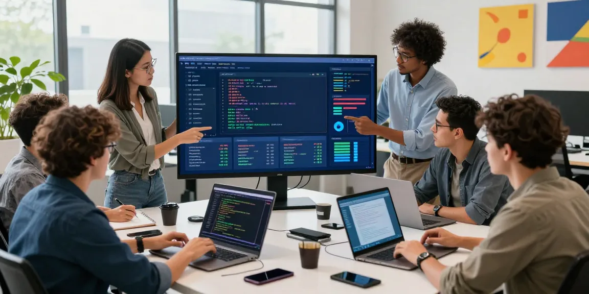 LibertySwap team collaborating on blockchain technology in a vibrant finance workspace.