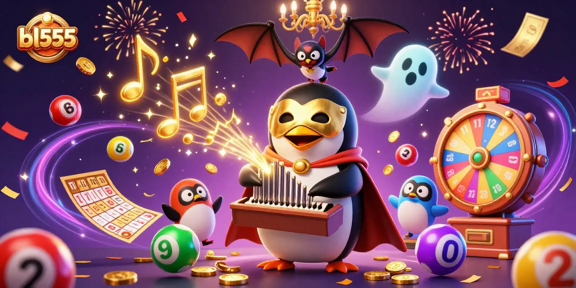 Experience the thrill of winning with bl555 as the penguin plays while lottery balls and confetti fly!