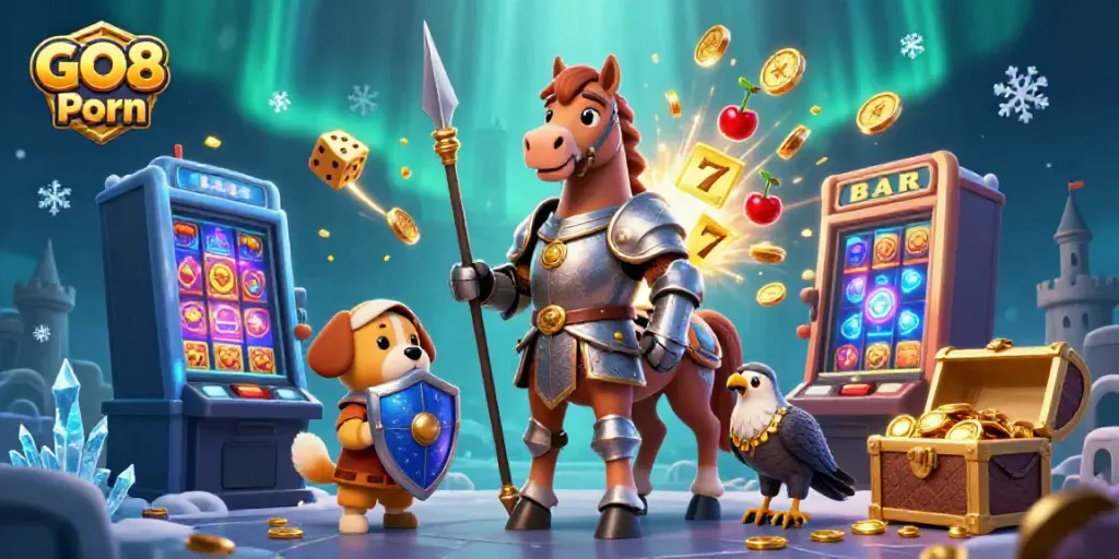 Spin the reels and win big with GO8 Porn's thrilling gaming experience, showcasing knights and fortunes of gold.