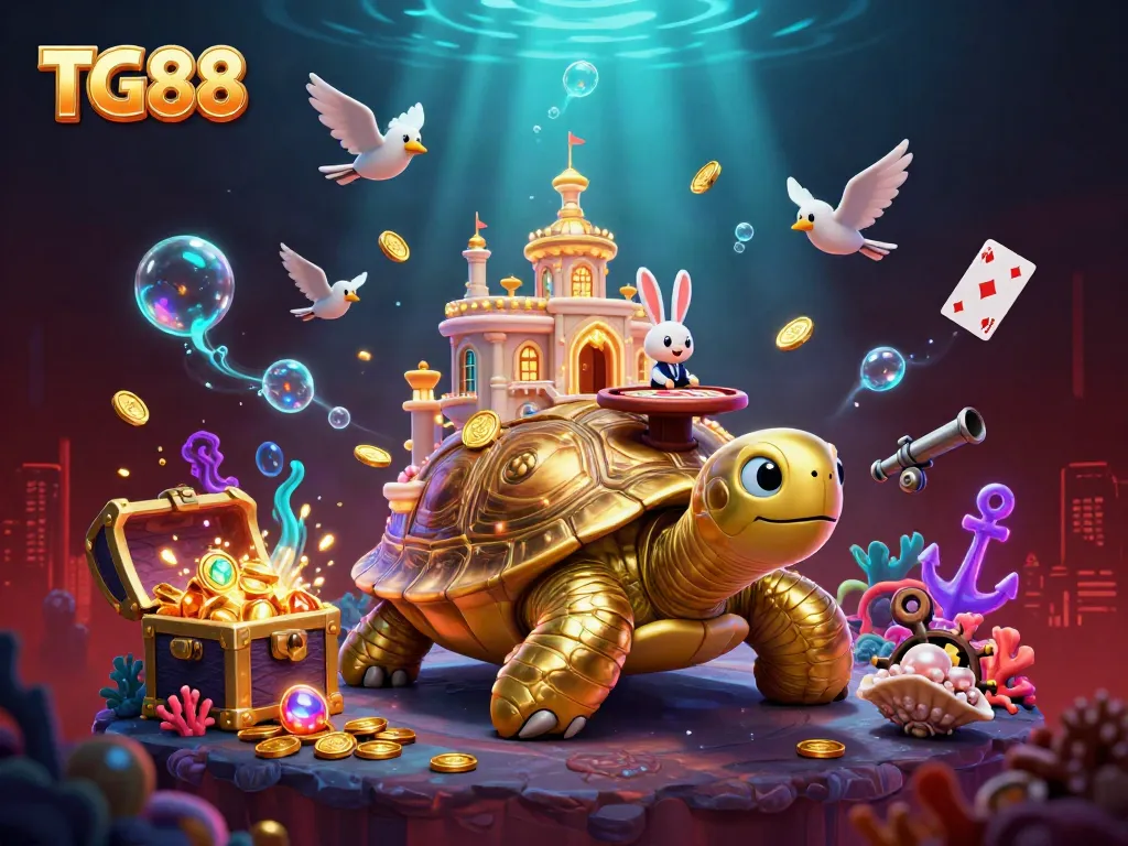Play exciting games at TG88 with vibrant golden tortoise casino and lively characters.
