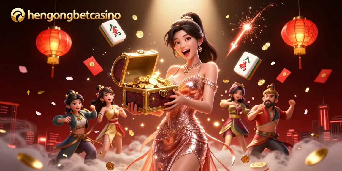 Experience the excitement of hengongbetcasino with a joyful woman celebrating big wins in a vibrant casino setting.