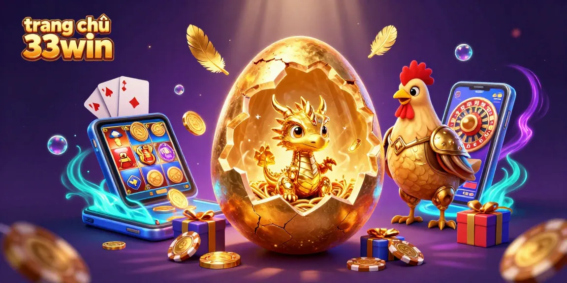 Experience excitement with trang chủ 33win, featuring a glittering golden dragon and poker chips.