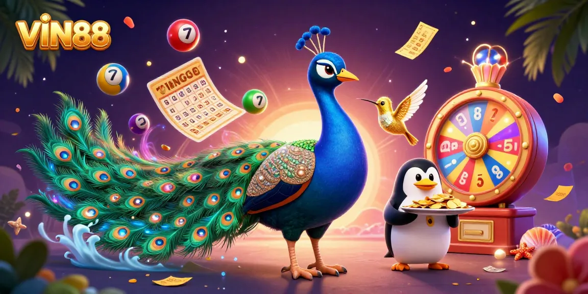 Experience the thrill of VIN88 with a vibrant casino scene featuring gem-encrusted characters and dynamic game elements.